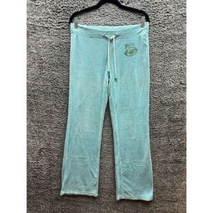 Vtg Y2k Juicy Couture Velour Drawstring Tracksuit Pants‎ Green Womens Size XL